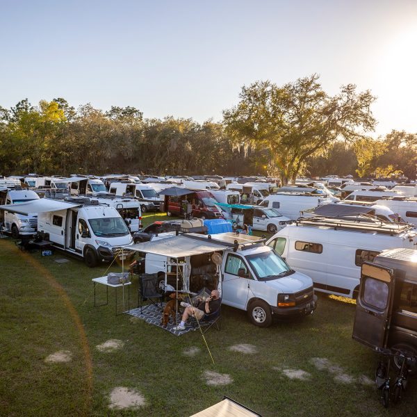 Vans gathered in the festival’s Groovy Grove